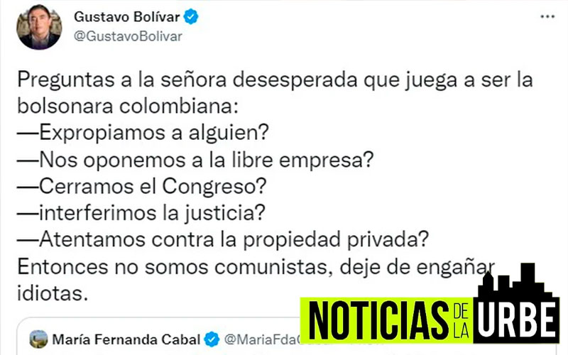 Agarrón entre Gustavo Bolivar y María Fernanda Cabal